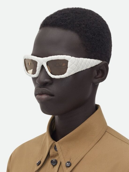 Bottega Veneta Women Sunglasses Chalk White Brown Rectangle BV1303S 006 NEW main image 3